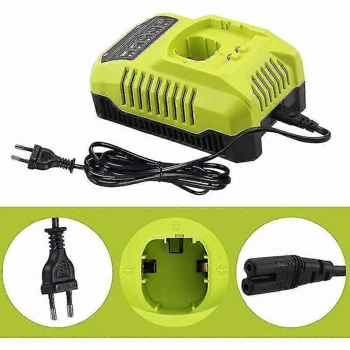Incarcator de schimb pentru Ryobi P117 P118, compatibil cu baterii Ni-CD si Ni-MH 9.6V-18V, cu display LED, protectie la suprasarcina
