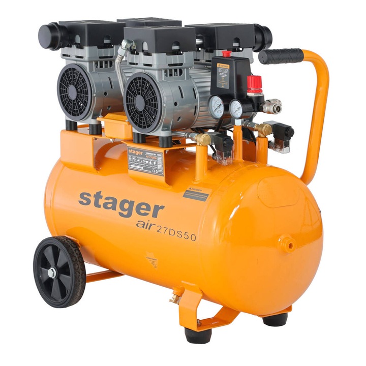 Compresor aer Stager, 50L, 8bar, 270L/min, monofazat, roti, maner