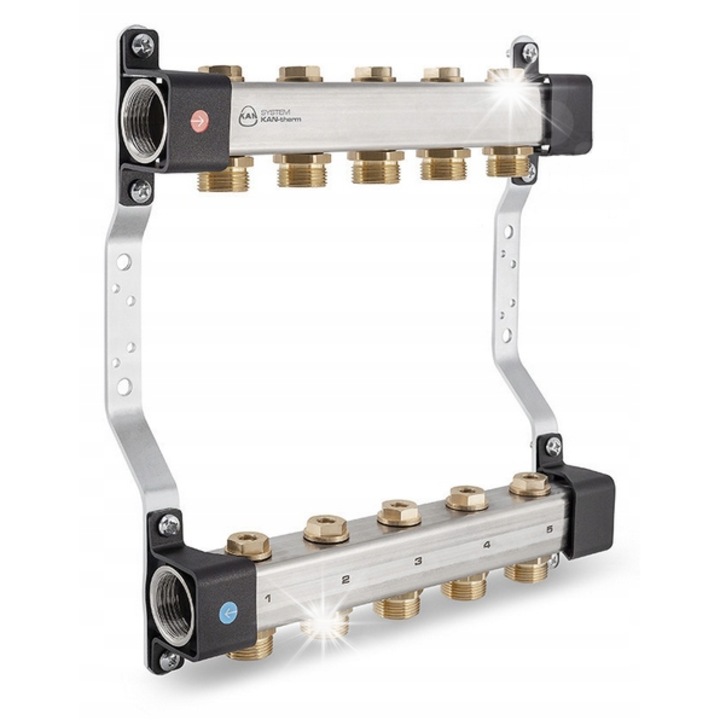 Distribuitor inox 9 obv. Kan-therm InoxFlow, pentru instalatii de incalzire, 1.4301, dimensiuni variate