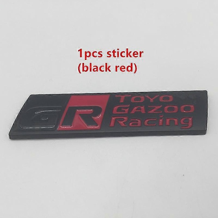 Sticker 3D metal pentru caroserie auto, Toyota YARiS RZ RC RS Prius Lexus Harrier GRMN, 2.3x9cm, negru-rosu