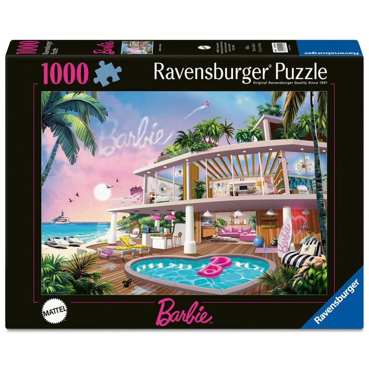 Пъзел Ravensburger - Вила Барби в Малибу, 1000 части