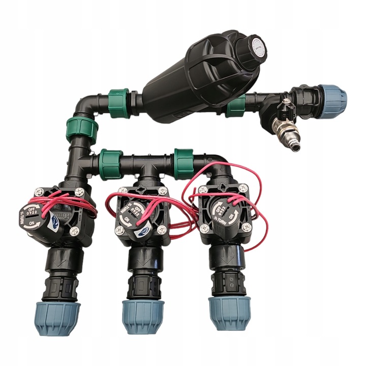 Комплект колектор за напояване с 3 секции Hunter PGV, електроклапани, дисков филтър 1'', 25мм