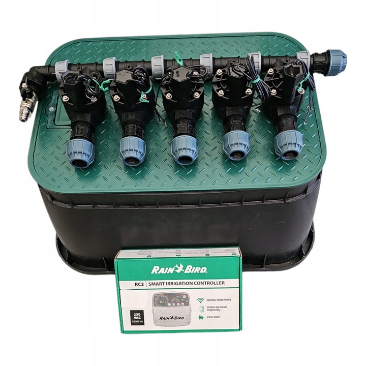Комплект за напояване, Rain Bird, 5 секции, контролер RC2 с WiFi, тръба PE 20мм