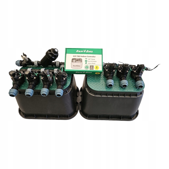 Комплект за напояване, Rain Bird, 7 секции, колектор с филтър, контролер ESP-TM2, 25 мм