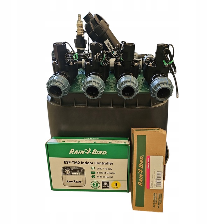Комплект за напояване, Rain Bird HV, 4 секции с филтър, контролер TM2, сензор за дъжд, 20 мм