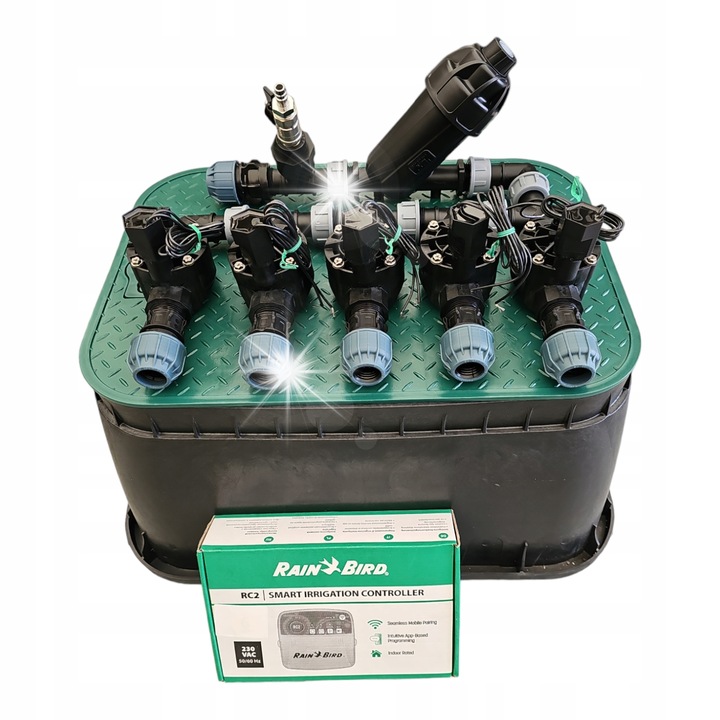 Комплект за напояване, Rain Bird, 5 секции, контролер RC2 WiFi, филтър HV, 32мм
