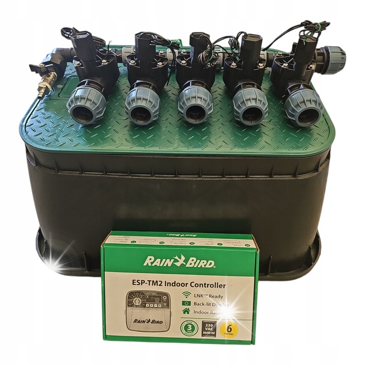 Комплект за напояване, Rain Bird, HV 5 секции с контролер ESP-TM2 и шахта за PE тръба 25