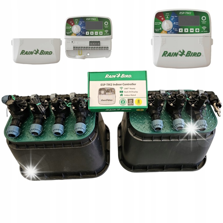 Комплект за напояване, Rain Bird, 7 секции, с контролер ESP-TM2, за PE тръба 32