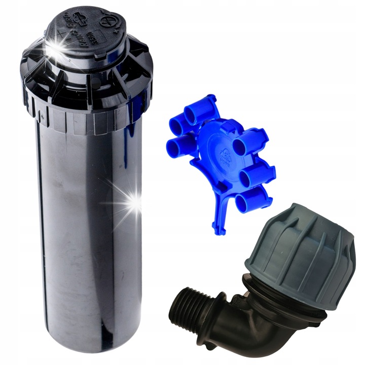 Ротационен разпръсквач Rain Bird, комплект с 6 дюзи, радиус 4,6-10,7м, PE колона 25-1/2"