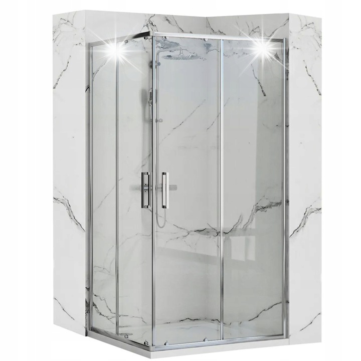 Душ кабина, Rea, 80x100 см, закалено стъкло, прозрачна, хром, универсален монтаж