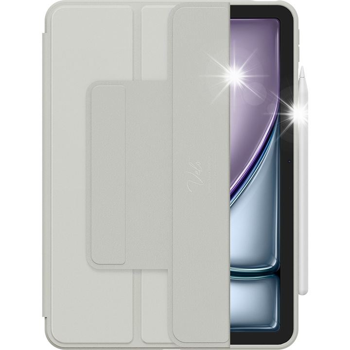 Husa pentru tableta Spigen Air Skin Pro OneTap, gri, 13", cu suport pentru Apple Pencil, design transparent