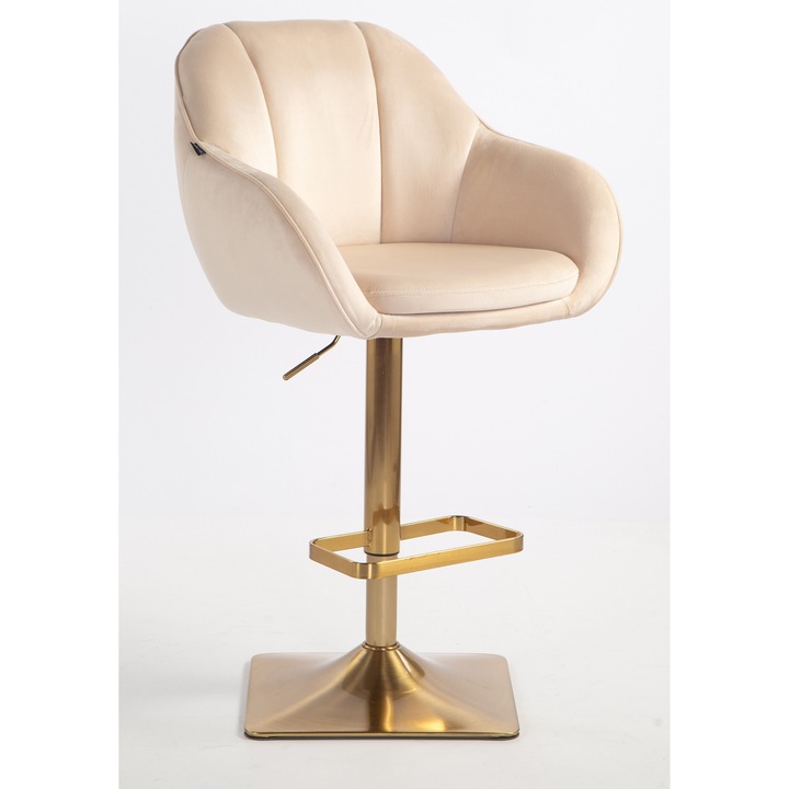 Votana HR2055KW Krémszínű modern velúr szék arany lábbal