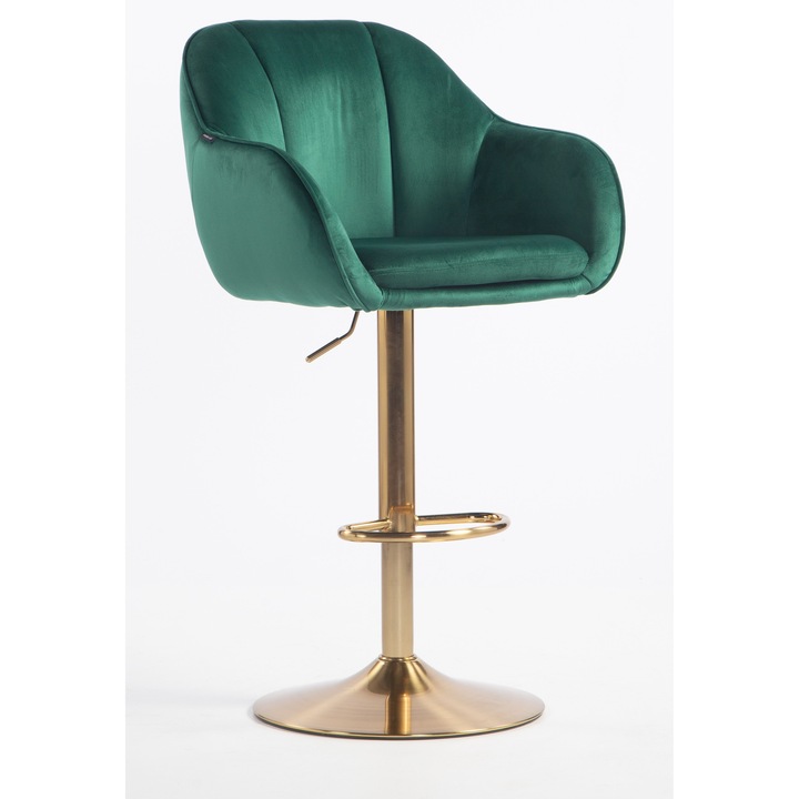 Votana HR2055W Sötétzöld modern velúr szék arany lábbal