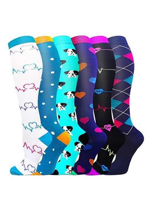 Дамски чорапи, комплект 6 чифта, многоцветни, S/M, L/XL, 30x28x4см