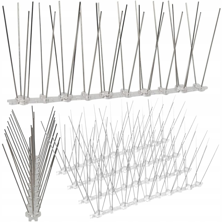 Set 10 constructii metalice anti-pasari Heckermann, din otel inoxidabil, 500x70x105mm, protectie eficienta impotriva porumbeilor