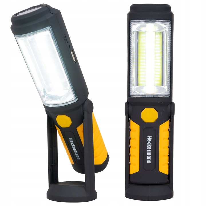 Lampa de lucru Heckermann LED COB 330lm, acumulator, 3 moduri, 21,5x4x5cm, cu magneti