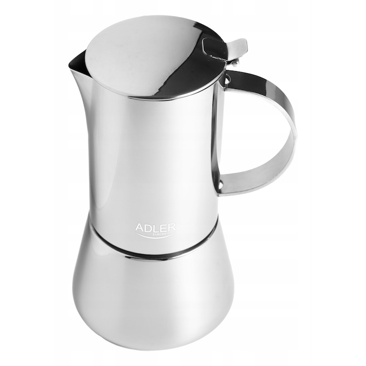 Espresso kávéfőző, Adler, 350ml, 6 csésze, rozsdamentes acél, 14x11x20,3cm
