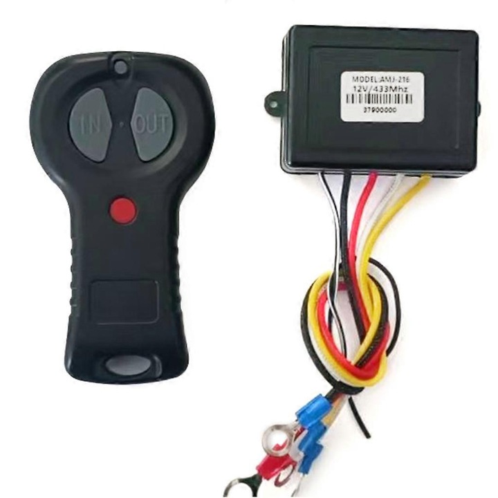 Set control electric pentru troliu, 12V, 433.92MHz, plastic, pentru vehicule off-road