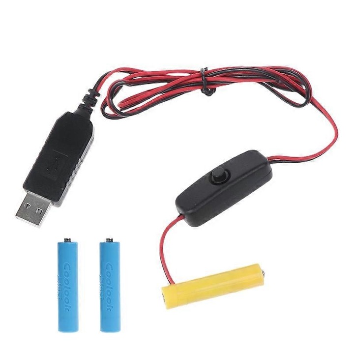 Set adaptor baterie falsa 4.5V, USB, 1m, pentru 3x AAA, cu comutator