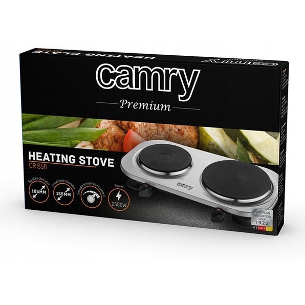 Aragaz electric Camry CR 6511, 2 zone, inox, negru, 90x300x500mm