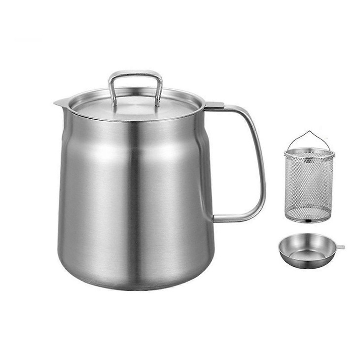 Oala multifunctionala cu filtru de ulei 2L, oala din otel inoxidabil, cu cos de prajit, capacitate mare