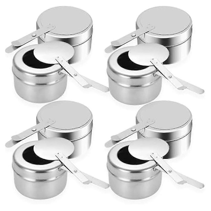 Set 8 suporturi combustibil cu fitil din inox pentru chafing dish, argintii, cu capac