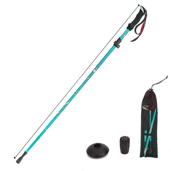 Bete trekking, 5 sectiuni, antishock, 95-130cm, albastru