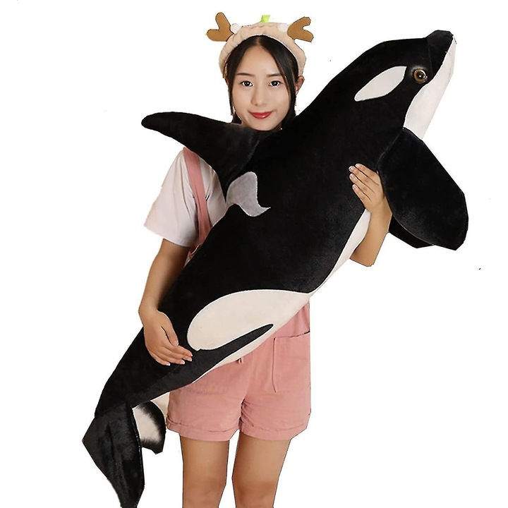 Jucarie de plus Orca, material moale, design kawaii, 30x45cm