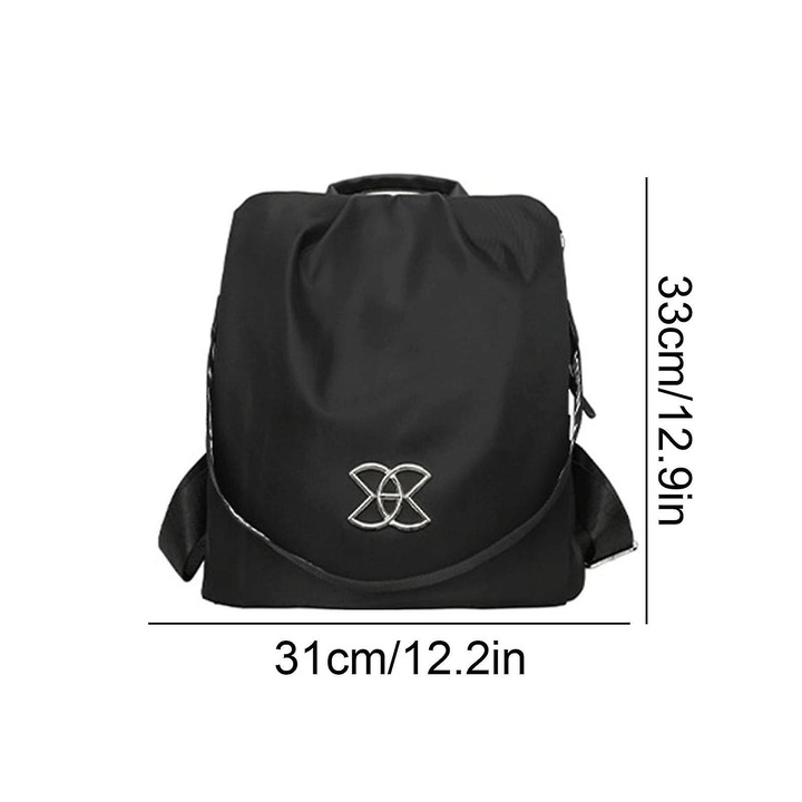 Lopásgátló multifunkcionális táska, nagy űrtartalmú, fekete, 33x31x14cm