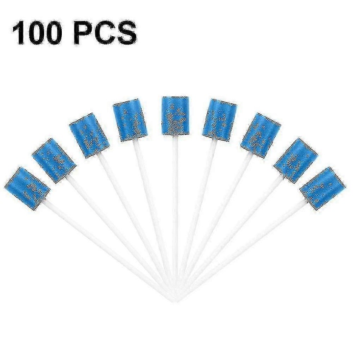 Set 100 Bureti de Bumbac pentru Igiena, Verde, Albastru, Roz, 95x2mm