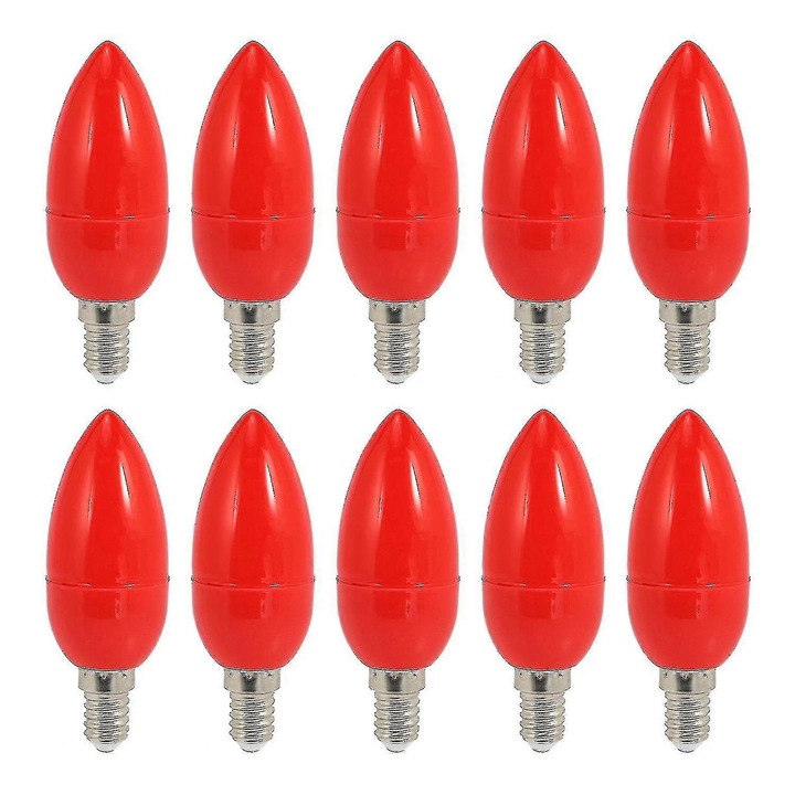 10 db E14 LED izzó, 3W, piros, 150Lm, 360 fok