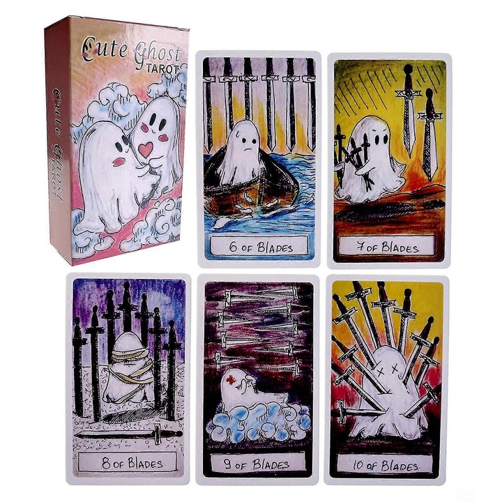 Tarot kártya készlet, 10.3x6cm, élénk képek, teljes angol nyelvű változat