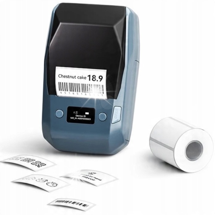 Imprimanta termica portabila NiiMbot M2, etichete autocolante, Bluetooth, 2000mAh, albastru cosmic