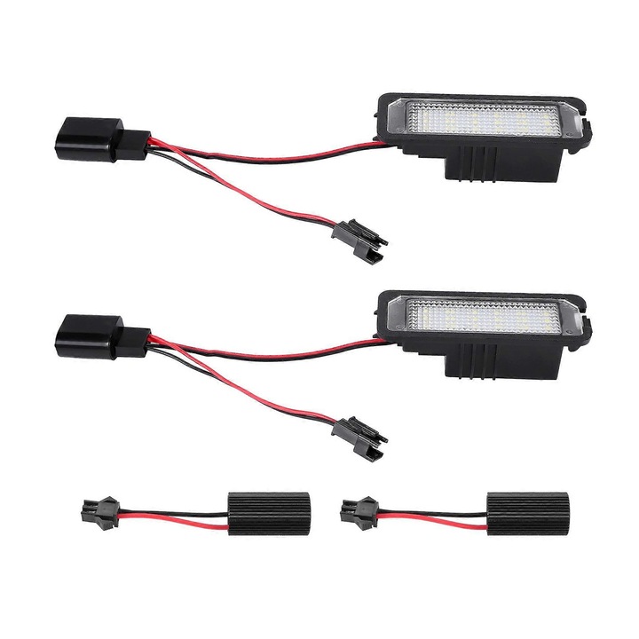 Set 2 lumini LED pentru numar de inmatriculare auto, negru, 12V, 76x27x24mm