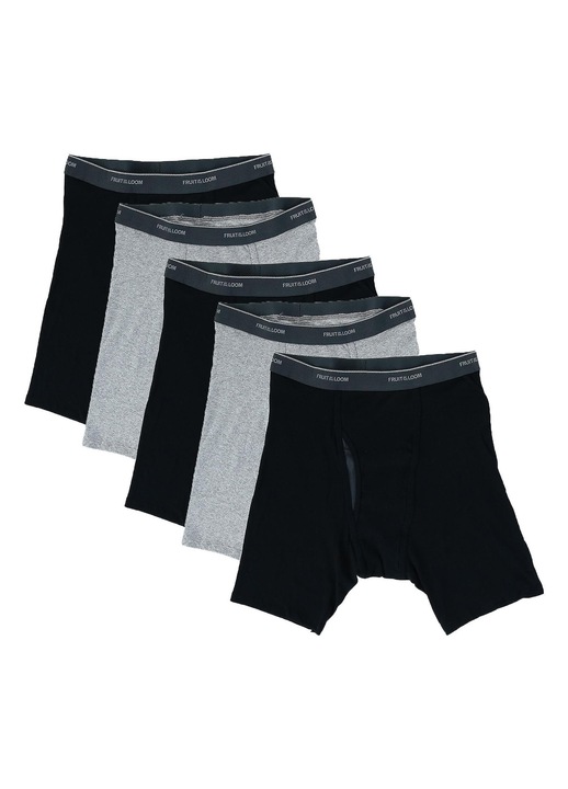 Boxeri barbati, 5 control umiditate si mirosuri, bumbac, Negru/Gri