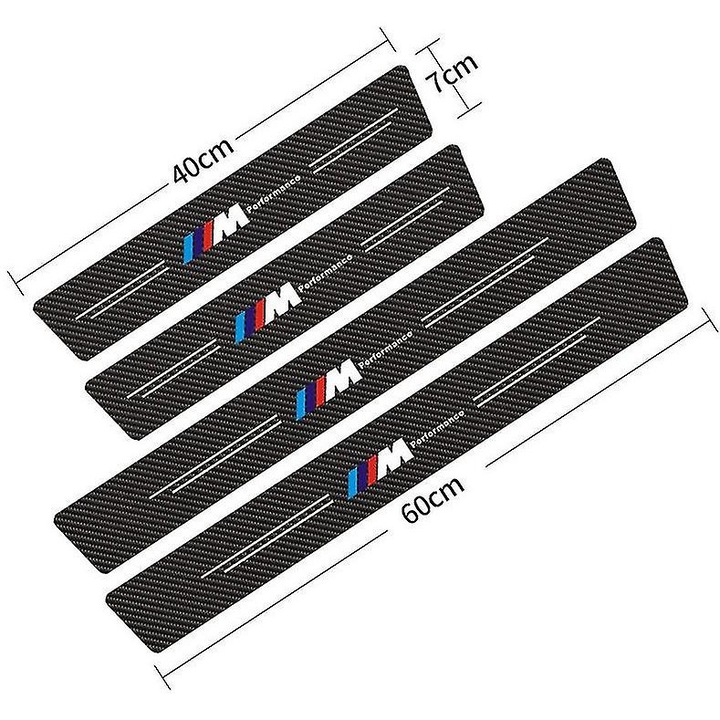 Autó küszöbvédő matricaszett, karbon, 4 darab, BMW M M2 M4 M5 M6 M8 X1 X2 X3 X5 X6 M135i M240i Z4 328i modellekhez