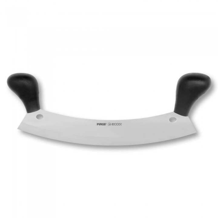 Cutit pentru tocat carne/verdeturi profesional PIRGE ECCO, lama inox 35cm, manere negre