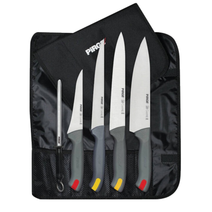 Set 4 cutite profesionale cu masat ascutit cutite si husa