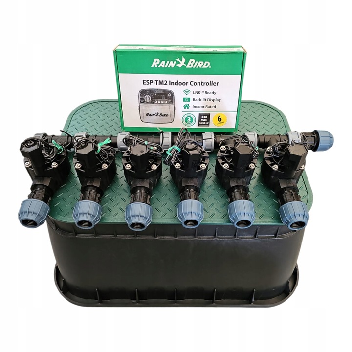 Комплект за напояване, Rain Bird, 6 секции, колектор HV, контролер TM2, 20 мм