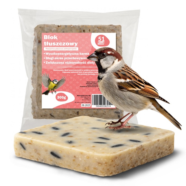 Bloc de grasime pentru pasari, TURDUS, 300g, hrana de iarna, ecologica
