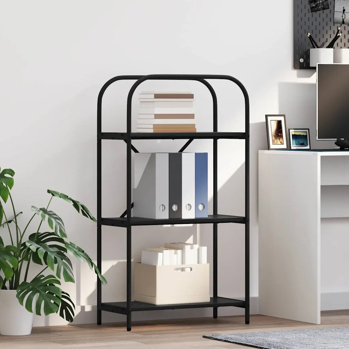 Biblioteca moderna VidaXL, negru, 60x30x109cm, cu polite spatioase