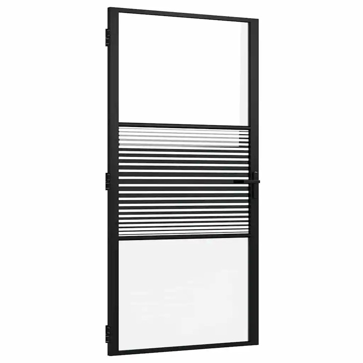 vidaXL Üvegajtó Csíkos Fekete 76 x 3.5 x 201.5 cm Alumínium 42012456