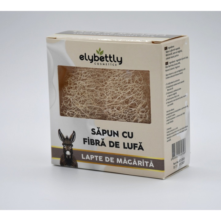Elysbetty természetes szappan luffaszállal, szamártejjel, 100 gr