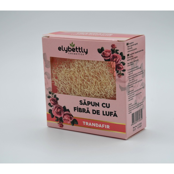 Натурален сапун Elybettly с влакна от луфа, роза, 100 гр
