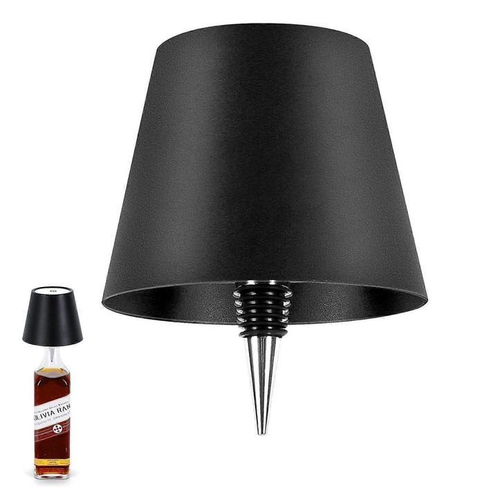 Lampa wireless, 3 lumini, reincarcabila, pentru sticle, design portabil, negru