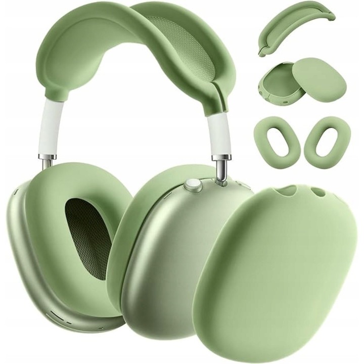 Set de etui de protectie pentru AirPods Max, 2x etui siliconice exterioare, 2x etui siliconice interioare, 1x etui pentru protectia castii, multicolor