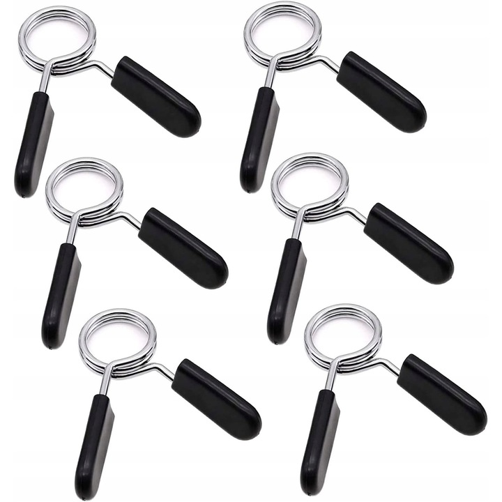 Cleme pentru haltere, 25mm, set de 6, material plastic ABS, otel, antiderapante
