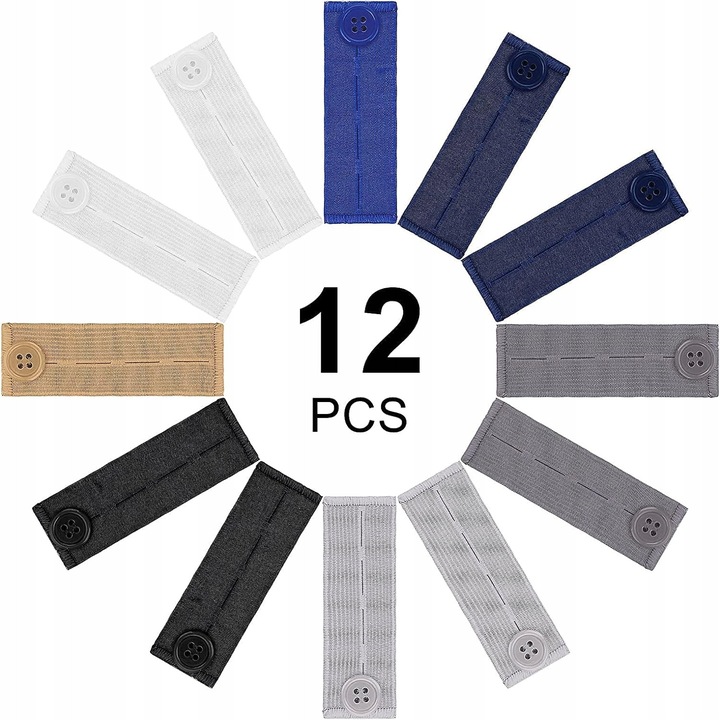 Set extensii talie, 12 bucati, elastic, ajustabil, multicolor