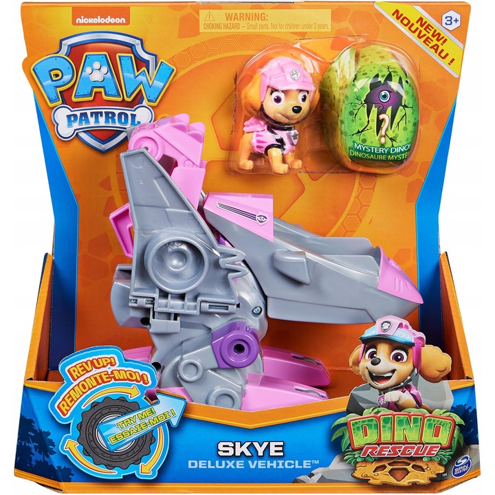 Set Paw Patrol Skye, Spin Master, cu vehicul si figura, roz, pentru copii de la 3 ani