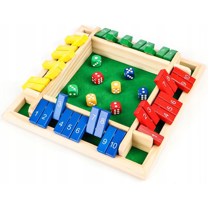 Joc de societate, 4 jucatori, gra traditionala din lemn, 22,85x22cm, set